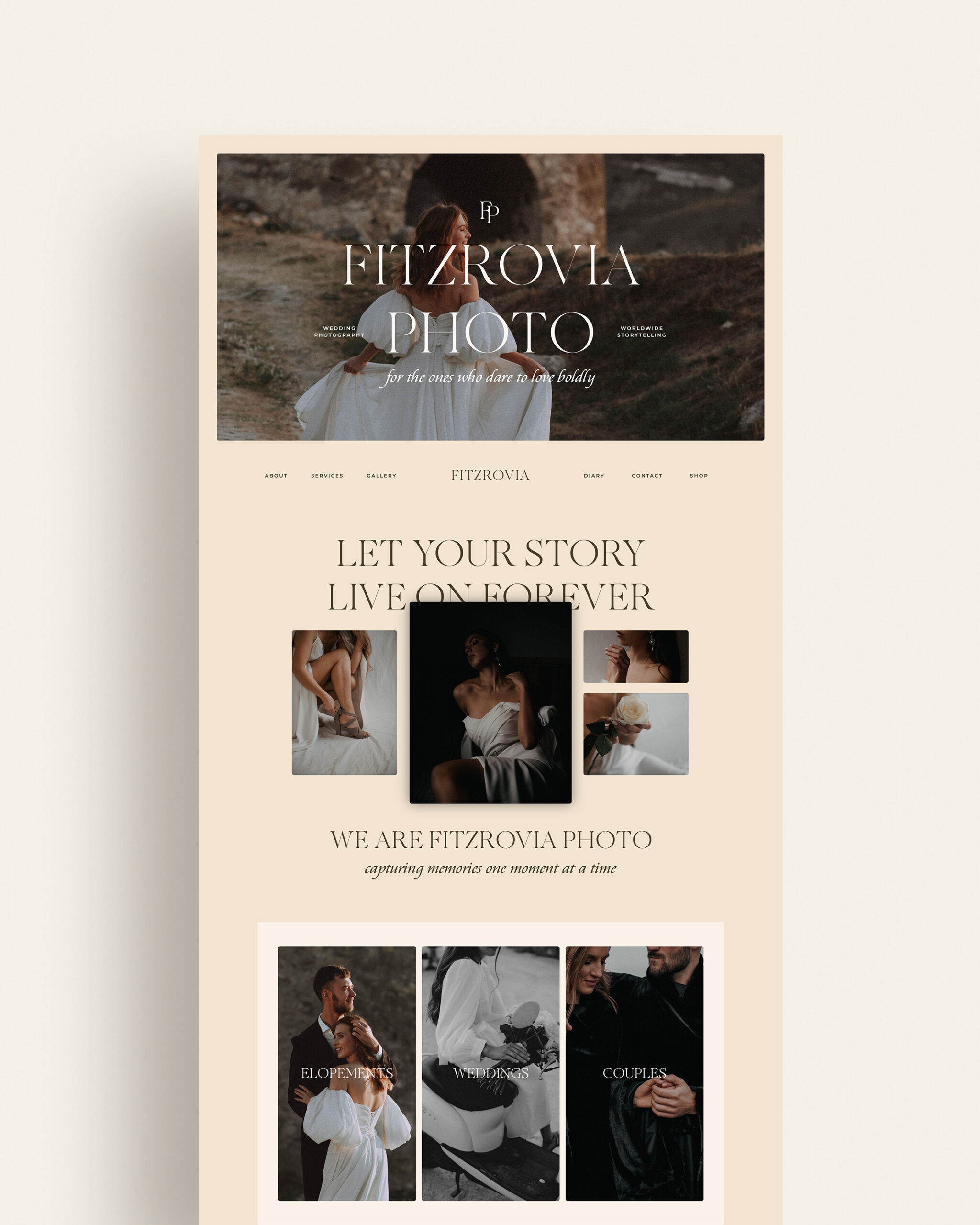 Showit website template for wedding photographers