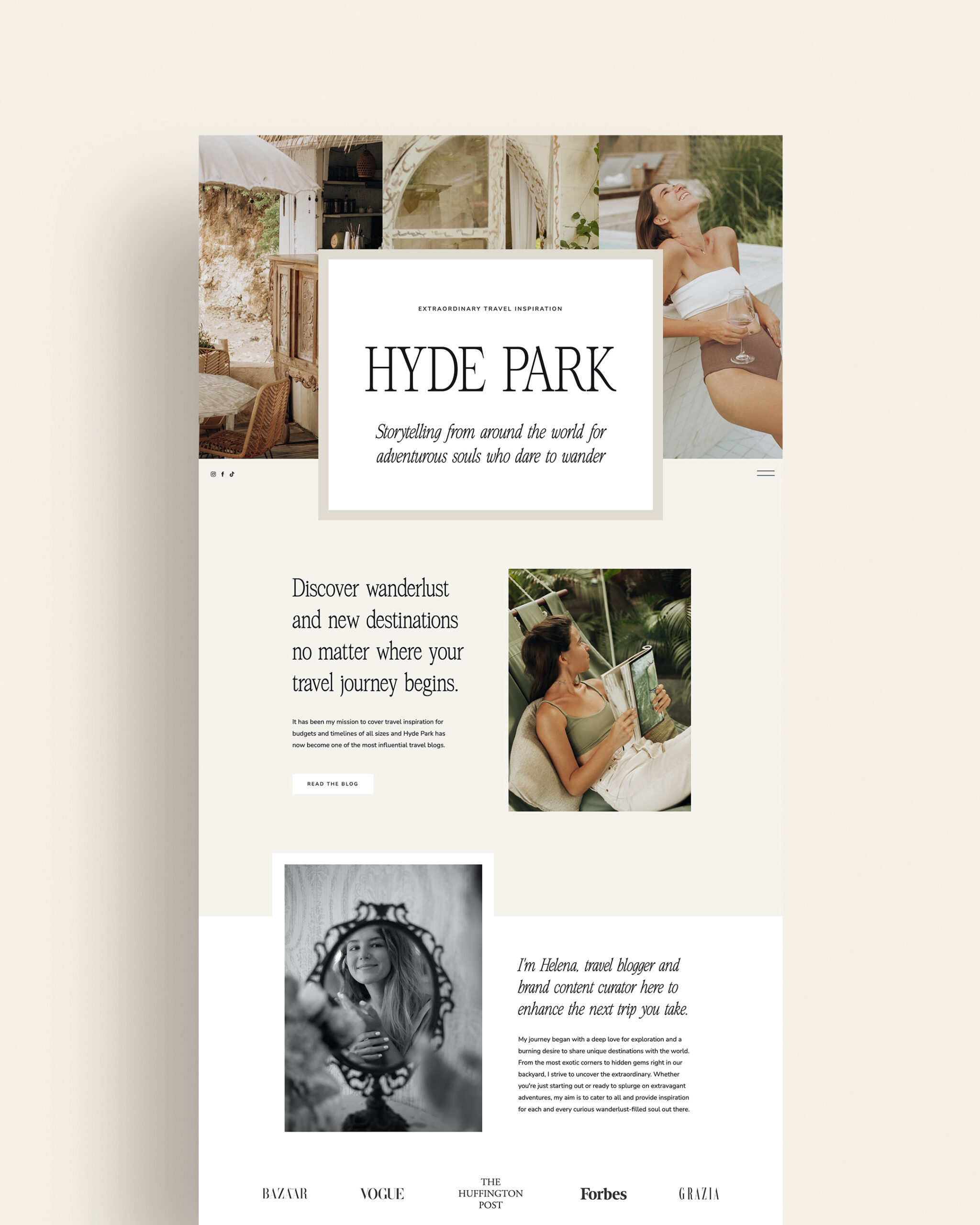 Showit website template for travel bloggers