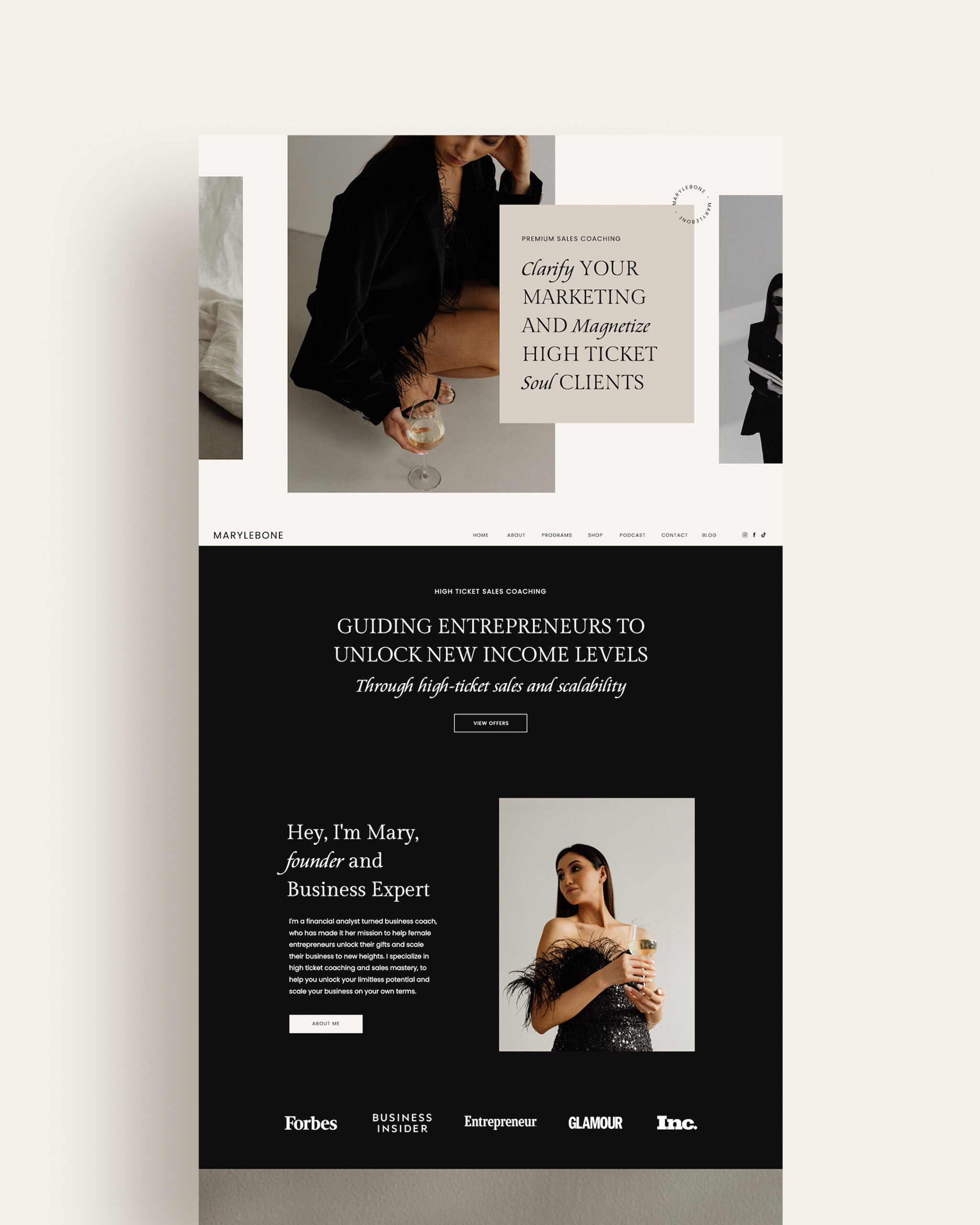 Showit website template for online coaches and consultants