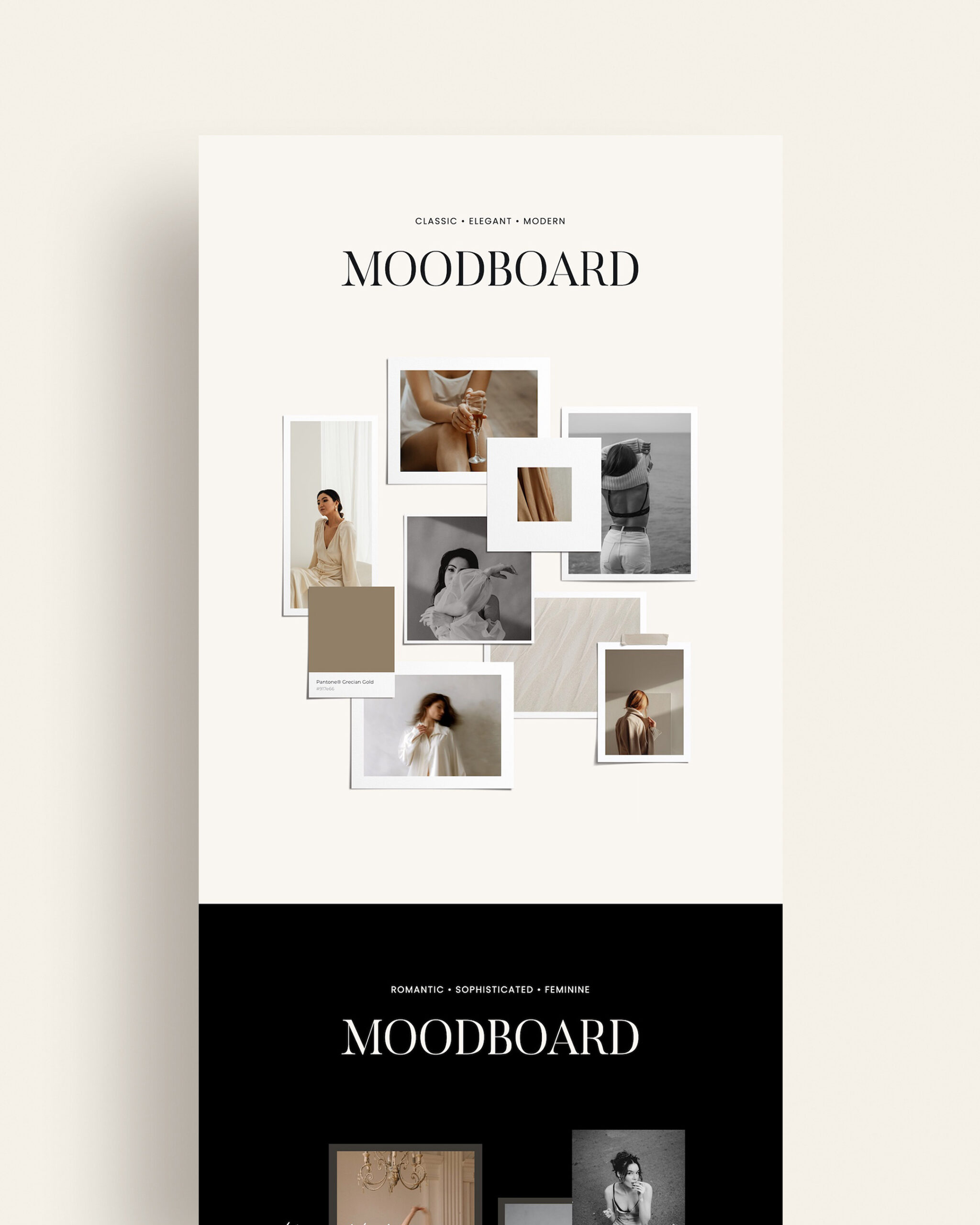 Showit website add-on template moodboard